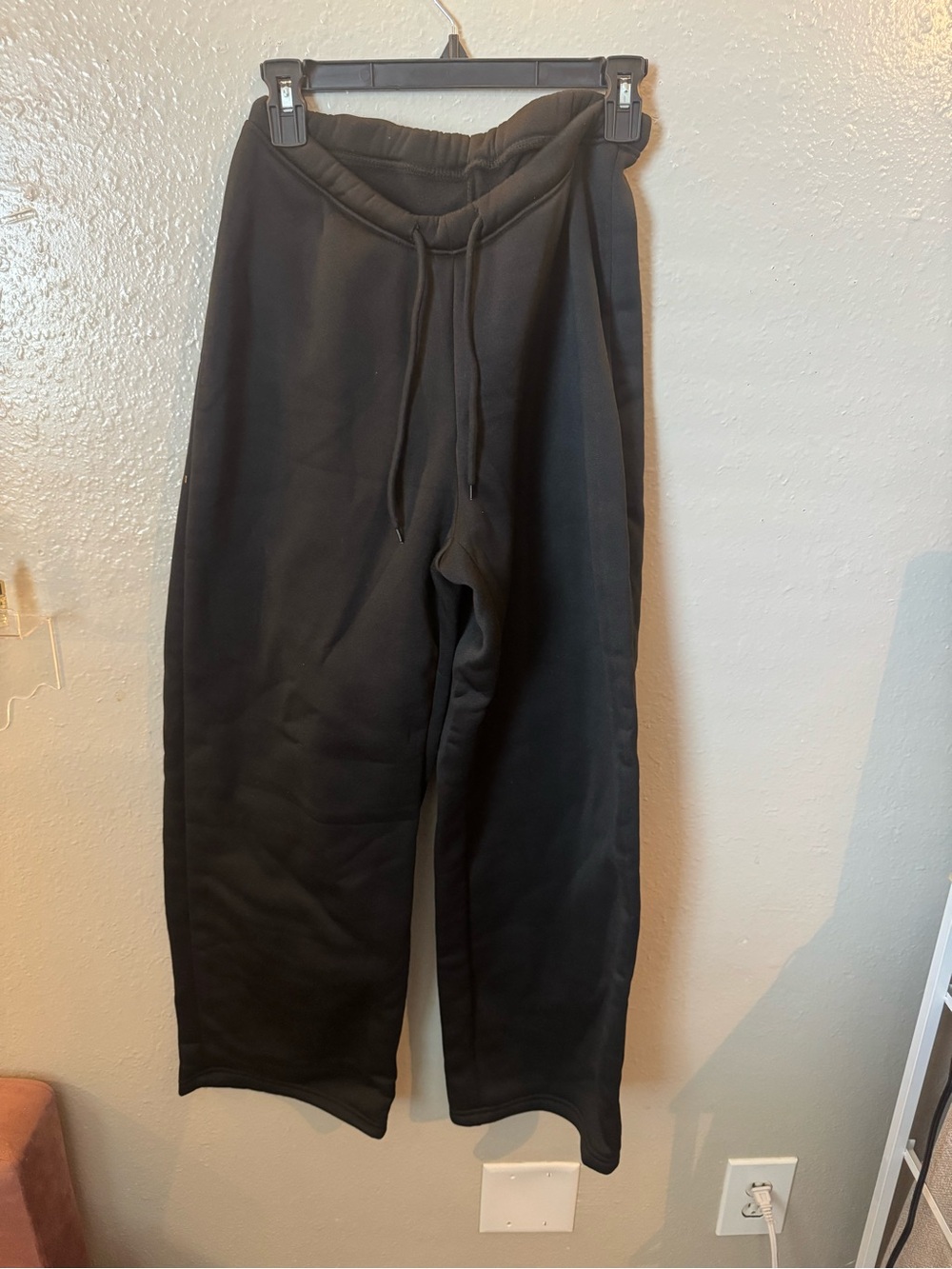 Women's Black Drawstring Sweatpants - Relaxed Fit